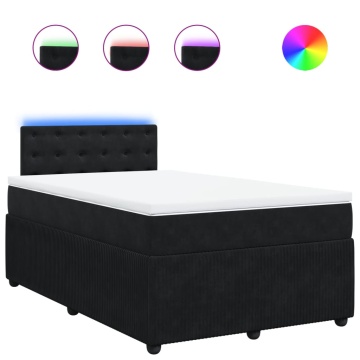 Pat box spring cu saltea, negru, 120x200 cm, catifea - Img 2