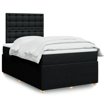 Pat box spring cu saltea, negru, 120x200 cm, textil - Img 1