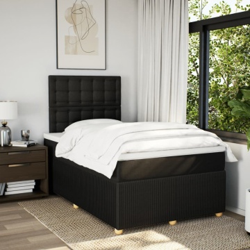 Pat box spring cu saltea, negru, 120x200 cm, textil - Img 3