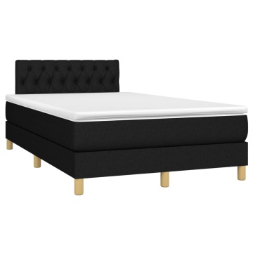 Pat box spring cu saltea, negru, 120x200 cm, textil - Img 3
