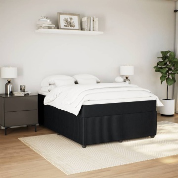 Pat box spring cu saltea, negru, 140x190 cm, catifea - Img 3