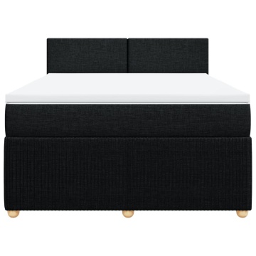 Pat box spring cu saltea, negru, 140x200 cm, textil - Img 4