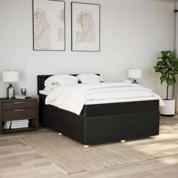 Pat box spring cu saltea, negru, 140x200 cm, textil - Img 3