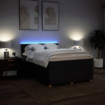 Pat box spring cu saltea, negru, 140x200 cm, textil - Img 8