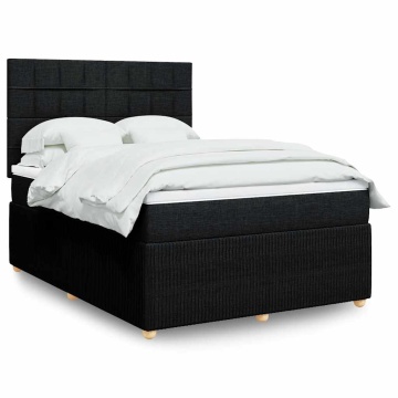 Pat box spring cu saltea, negru, 140x200 cm, textil - Img 1