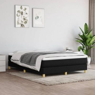 Pat box spring cu saltea, negru, 140x200 cm, textil - Img 1