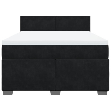 Pat box spring cu saltea, negru, 160x200 cm, catifea - Img 4