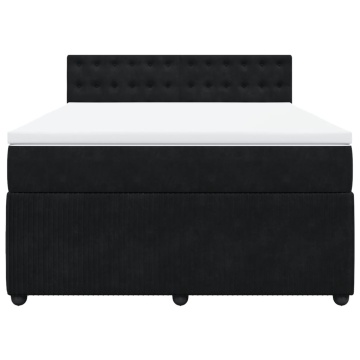 Pat box spring cu saltea, negru, 160x200 cm, catifea - Img 5