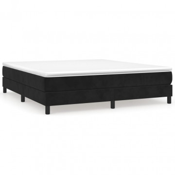 Pat box spring cu saltea, negru, 160x200 cm, catifea - Img 2