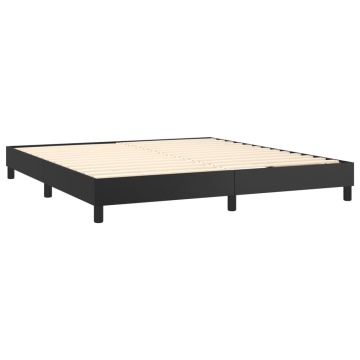 Pat box spring cu saltea, negru, 160x200 cm, piele ecologică - Img 4