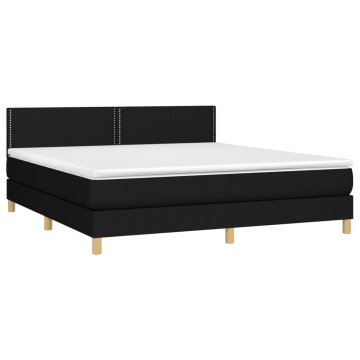 Pat box spring cu saltea, negru, 160x200 cm, textil - Img 3
