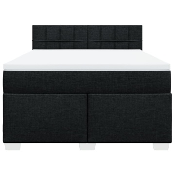 Pat box spring cu saltea, negru, 160x200 cm, textil - Img 4