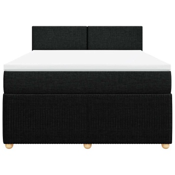 Pat box spring cu saltea, negru, 160x200 cm, textil - Img 4