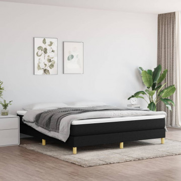Pat box spring cu saltea, negru, 180x200 cm, catifea - Img 1