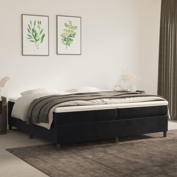 Pat box spring cu saltea, negru, 200x200 cm, catifea - Img 1