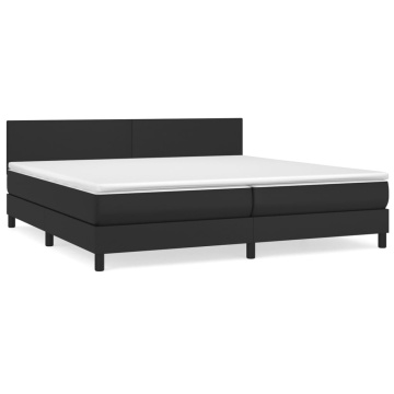 Pat box spring cu saltea, negru, 200x200 cm, piele ecologică - Img 2
