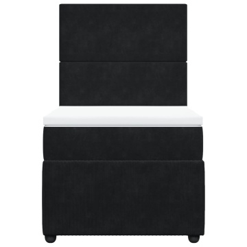 Pat box spring cu saltea, negru, 80x200 cm, catifea - Img 4