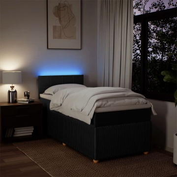 Pat box spring cu saltea, negru, 80x200 cm, textil - Img 8