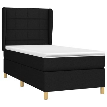 Pat box spring cu saltea, negru, 80x200 cm, textil - Img 3
