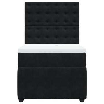 Pat box spring cu saltea, negru, 90x190 cm, catifea - Img 4