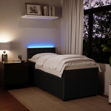 Pat box spring cu saltea, negru, 90x190 cm, catifea - Img 8