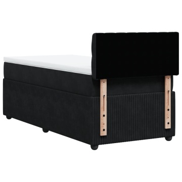 Pat box spring cu saltea, negru, 90x190 cm, catifea - Img 7