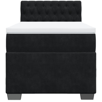 Pat box spring cu saltea, negru, 90x190 cm, catifea - Img 4
