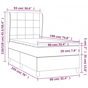 Pat box spring cu saltea, negru, 90x190 cm, textil - Img 6