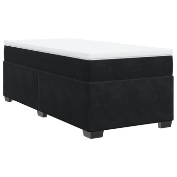 Pat box spring cu saltea, negru, 90x200 cm, catifea - Img 2