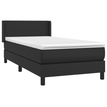 Pat box spring cu saltea, negru, 90x200 cm, piele ecologică - Img 3
