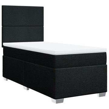Pat box spring cu saltea, negru, 90x200 cm, textil - Img 2