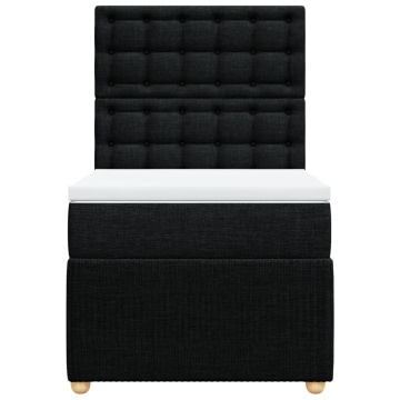 Pat box spring cu saltea, negru, 90x200 cm, textil - Img 4