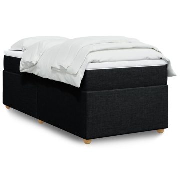 Pat box spring cu saltea, negru, 90x200 cm, textil - Img 1