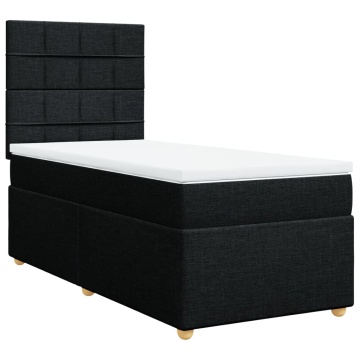 Pat box spring cu saltea, negru, 90x200 cm, textil - Img 3