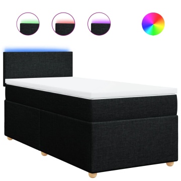 Pat box spring cu saltea, negru, 90x200 cm, textil - Img 2