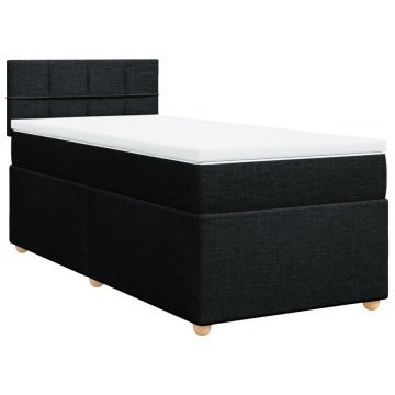 Pat box spring cu saltea, negru, 90x200 cm, textil - Img 3