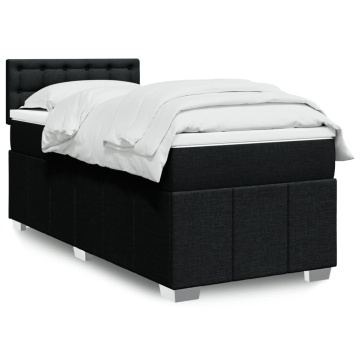 Pat box spring cu saltea, negru, 90x200 cm, textil - Img 1