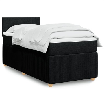 Pat box spring cu saltea, negru, 90x200 cm, textil - Img 1