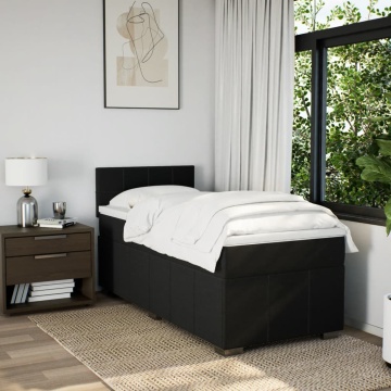 Pat box spring cu saltea, negru, 90x200 cm, textil - Img 4