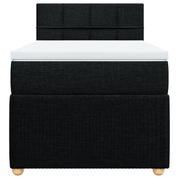 Pat box spring cu saltea, negru, 90x200 cm, textil - Img 4