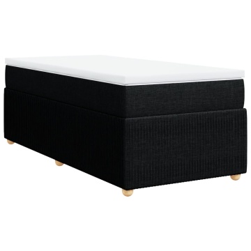 Pat box spring cu saltea, negru, 90x200 cm, textil - Img 2