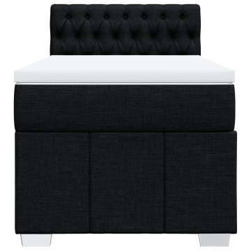 Pat box spring cu saltea, negru, 90x200 cm, textil - Img 5