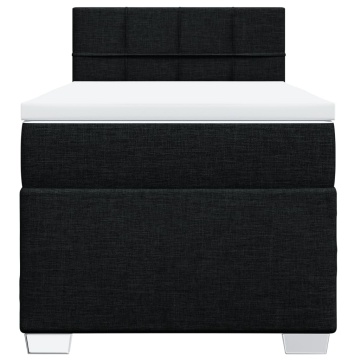 Pat box spring cu saltea, negru, 90x200 cm, textil - Img 5