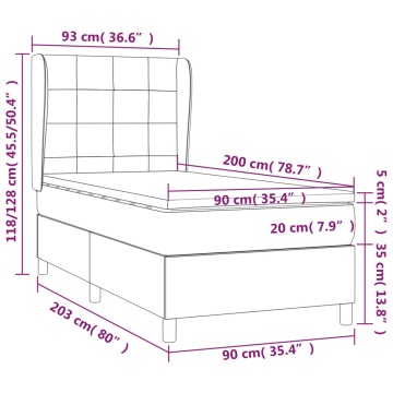 Pat box spring cu saltea, negru, 90x200 cm, textil - Img 6