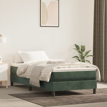 Pat box spring cu saltea, verde închis, 80x200 cm, catifea - Img 1
