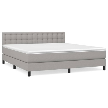 Pat continental cu saltea, gri deschis, 160x200 cm, textil - Img 2