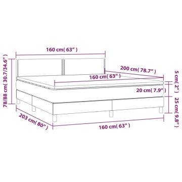 Pat continental cu saltea, gri închis, 160x200 cm, țesătură - Img 6