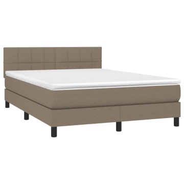 Pat continental cu saltea gri taupe 140x200 cm material textil - Img 3