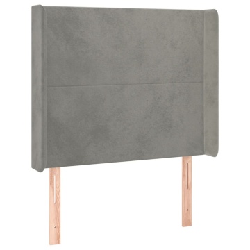 Pat continental cu saltea & LED, gri deschis, 80x200 cm catifea - Img 6