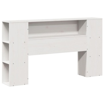 Pat cu bibliotecă fără saltea, alb, 140x190 cm, lemn masiv pin - Img 6